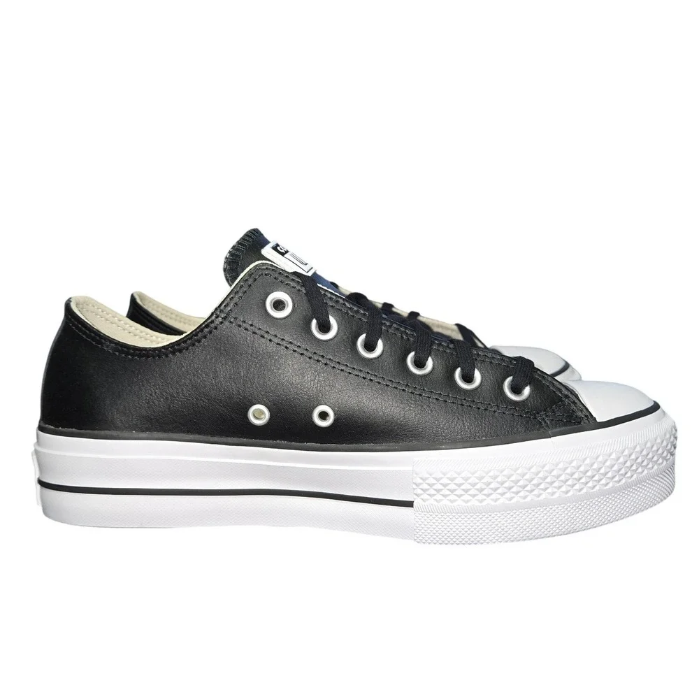 Converse Chuck Taylor All Star Lift Ox Black Leather Platform Sneakers 561681C